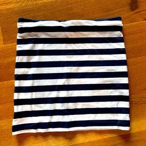 Navy and cream striped mini skirt